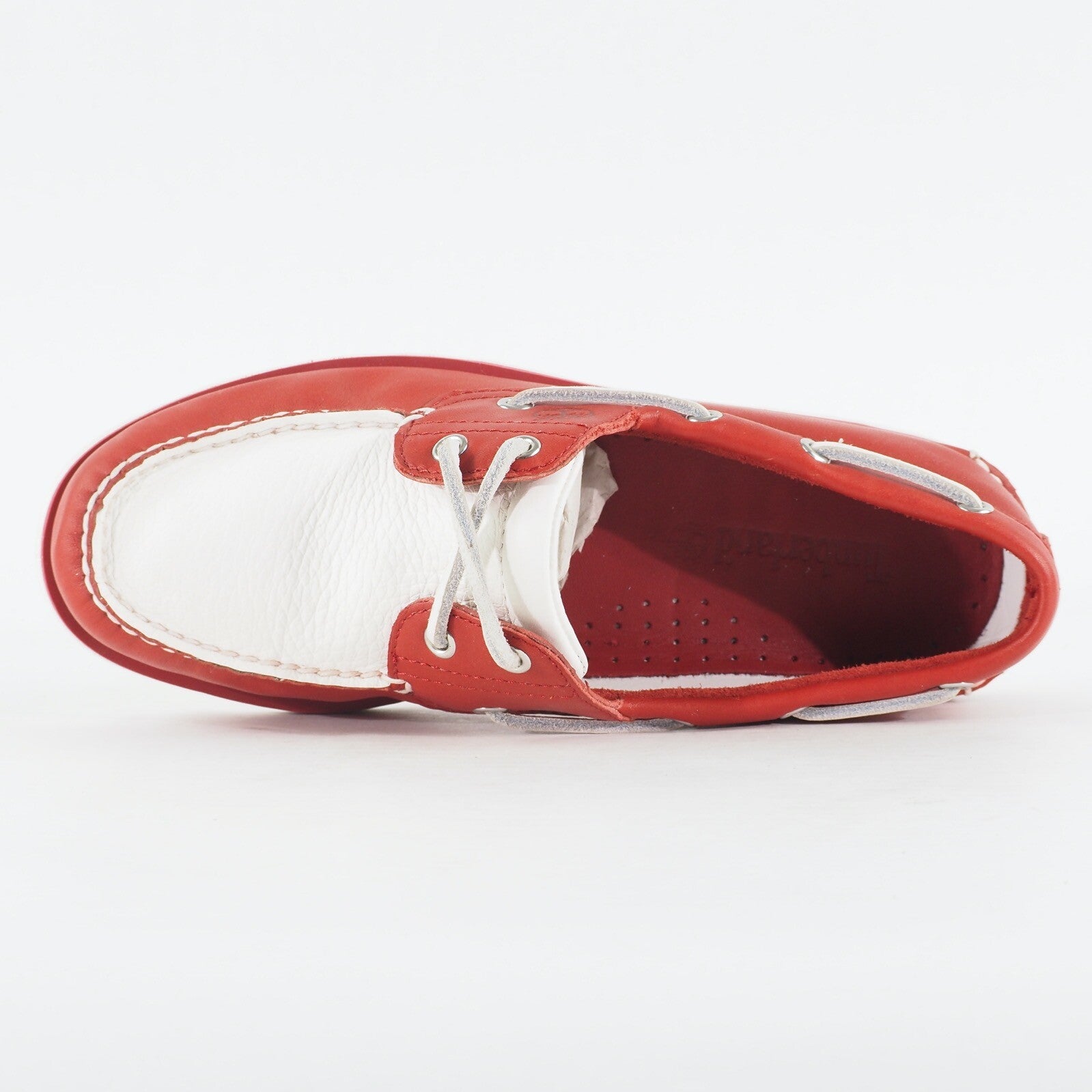 Mens Timberland Limited Edition A153X White / Red Leather Lace Casual Boat Shoes
