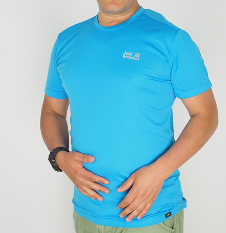 Mens Jack Wolfskin Essential 5011421 Ocean Blue Casual Short Sleeve T Shirt
