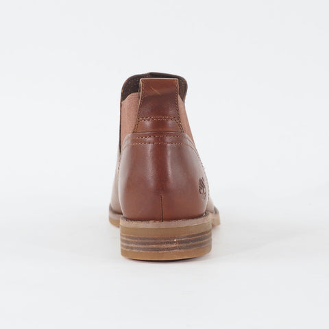 Womens Timberland A112B Warm Brown Leather Pull On Casual Chelsea Boots