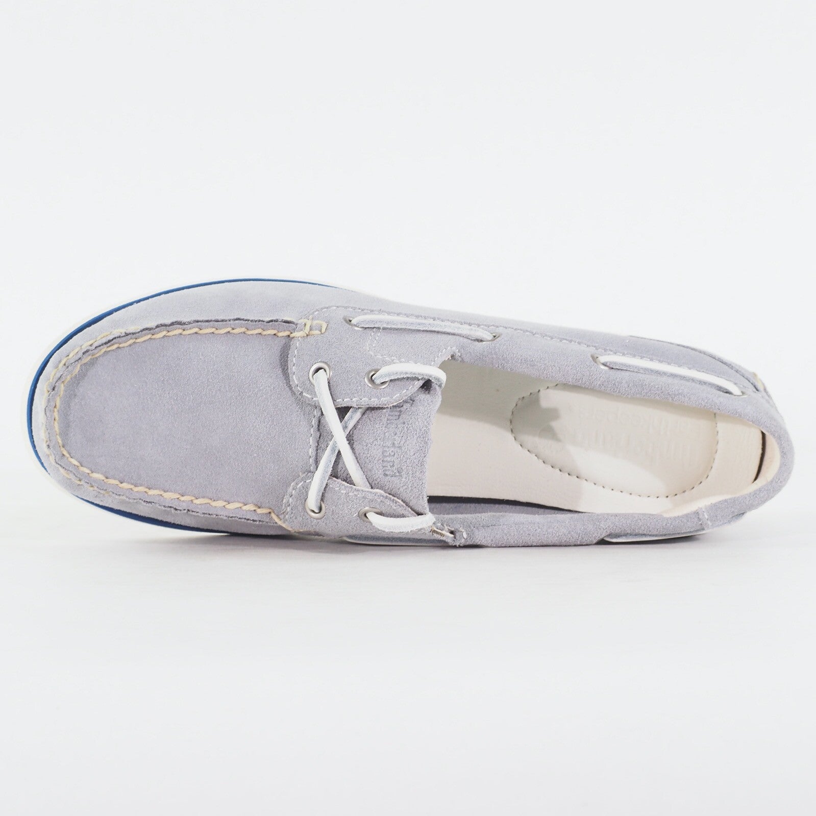 Womens Timberland EK Classic 8437B Medium Grey Leather Lace Up Casual Boat Shoes