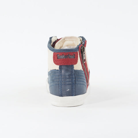 Womens Timberland EK Glastenbury Chukka 8666A Navy Off White Leather Zip Boots