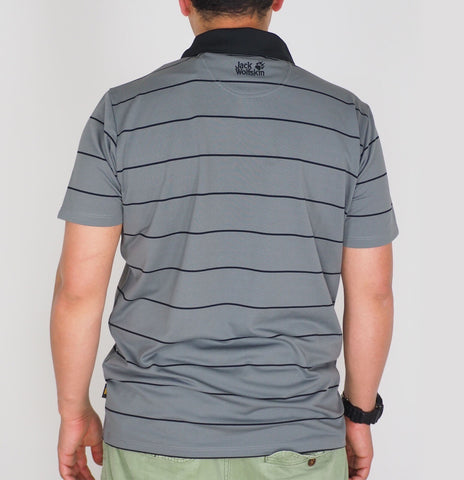Mens Jack Wolfskin Schlern 5011411 Tarmac Grey Short Sleeve Casual Polo Shirt