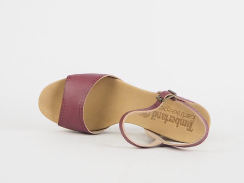 Womens Timberland EK Tilden Bkstrp 8823A Leather Burgundy Heels Summer Sandals