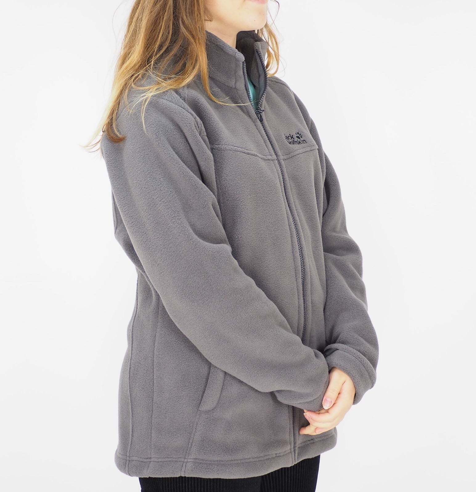 Womens Jack Wolfskin Regular 5008221 Dark Steel Sweatshirt Warm Zip Up Fleece