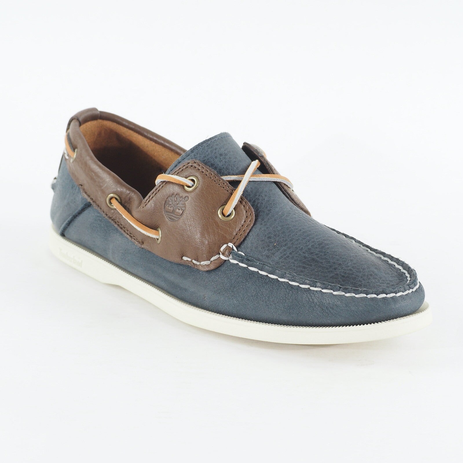 Mens Timberland Classic 6365A Navy Brown Leather Lace Up Casual Boat Shoes