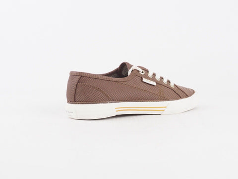 Womens Pepe Jeans Aberlady Python PLS30347 Cappuccino Lace Up Casual Trainers 