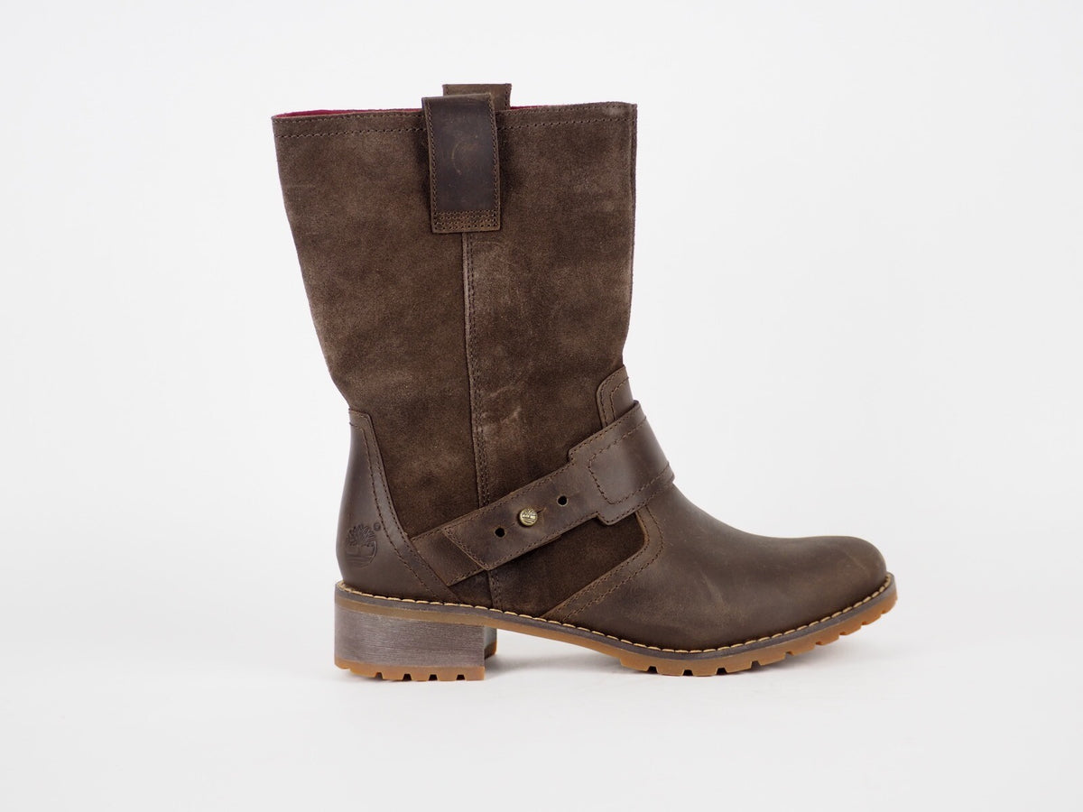 Womens Timberland Wenham A161R Dark Brown Leather Pull On Casual Winter Boots