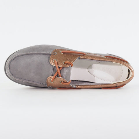Womens Timberland Classic A1C2H Steeple Grey Leather Lace Up Casual Boat Shoes