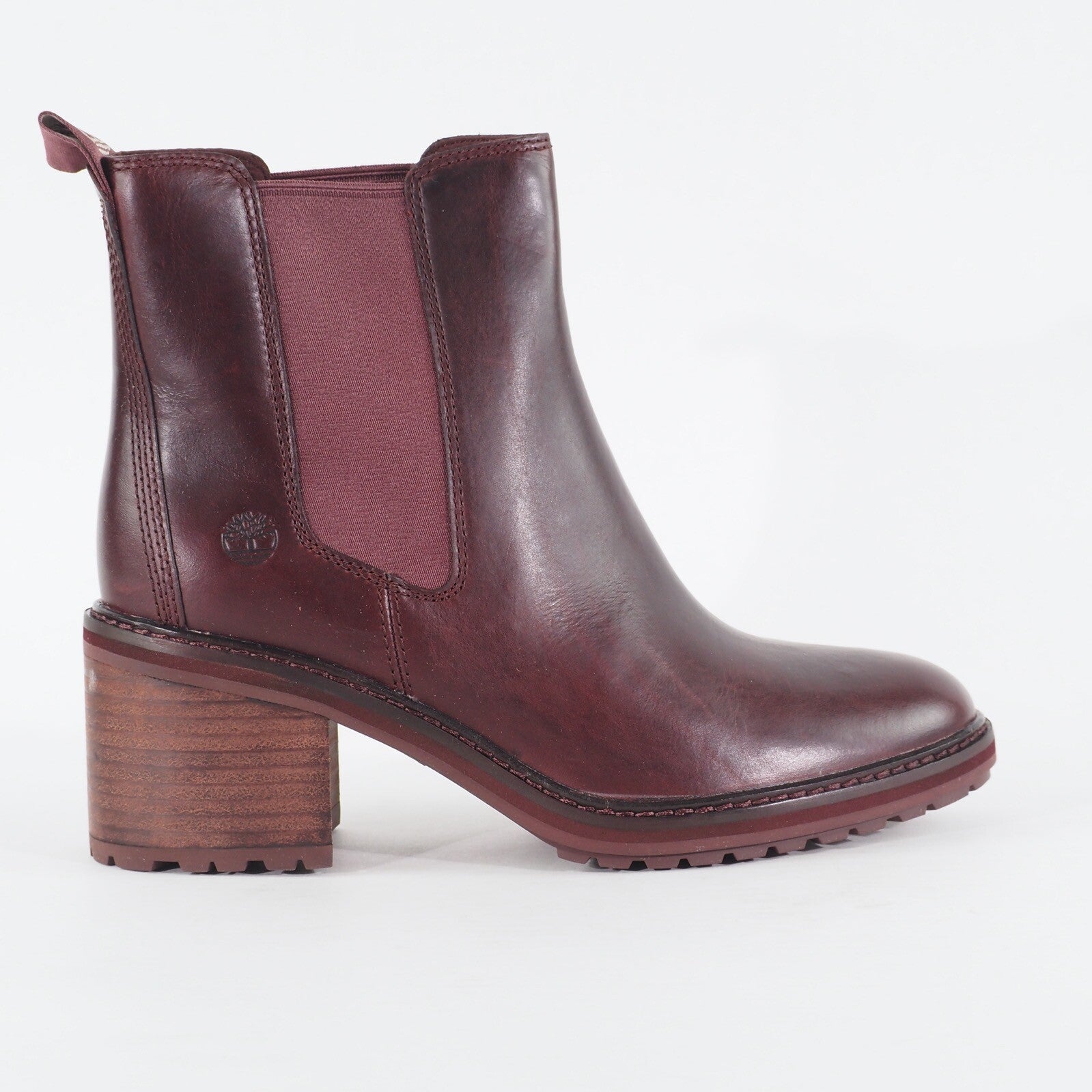 Womens Timberland Sienna High A23KA Dark Red Leather Pull On Chelsea Boots