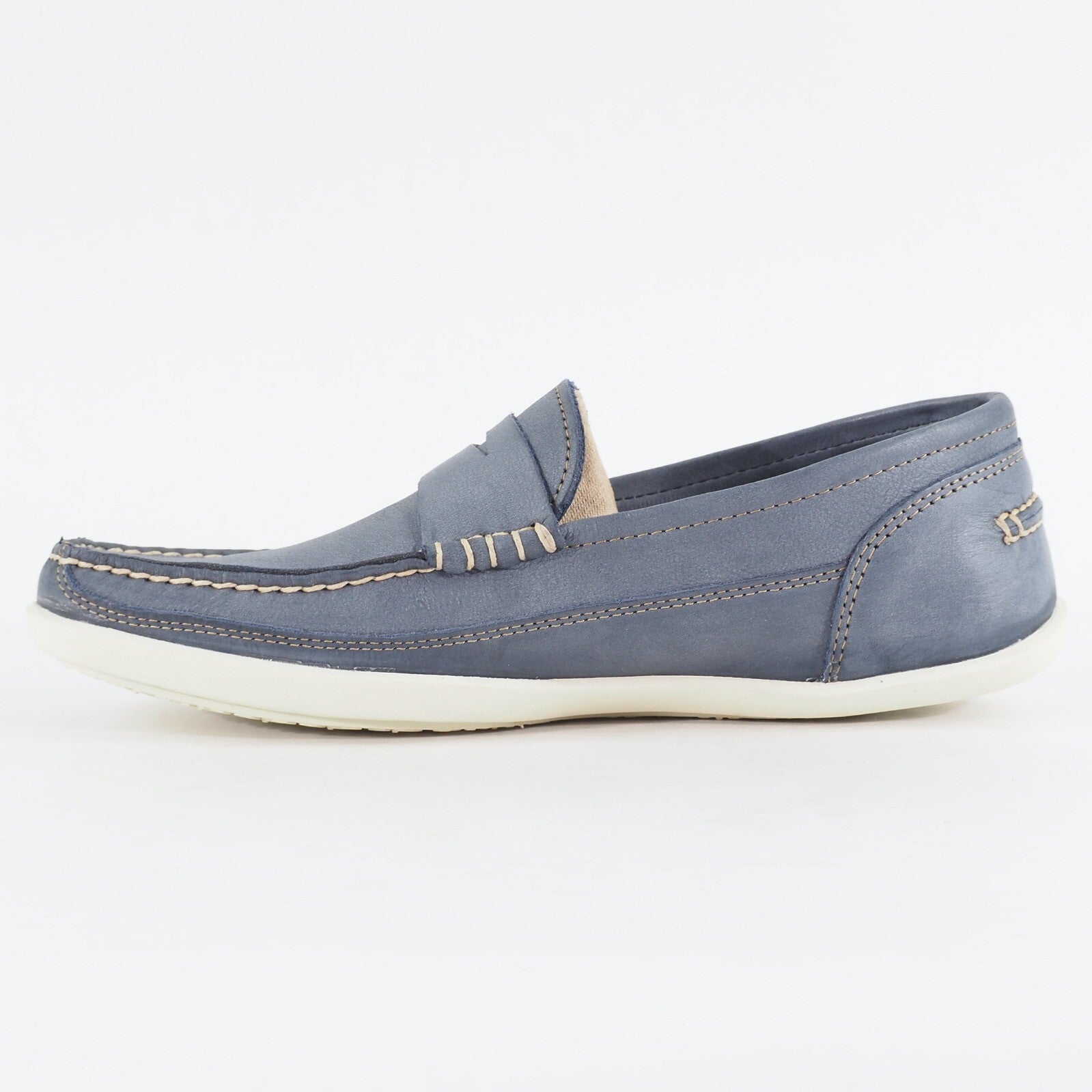 Mens Timberland Odelay Penny A13ZR Navy Blue Leather Slip On Casual Loafer Shoes