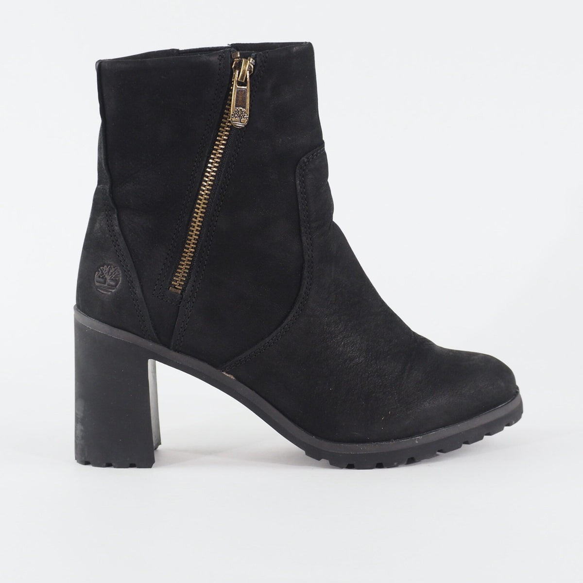 Womens Timberland Allington A22BA Black Leather Side Zip Up Casual Ankle Boots