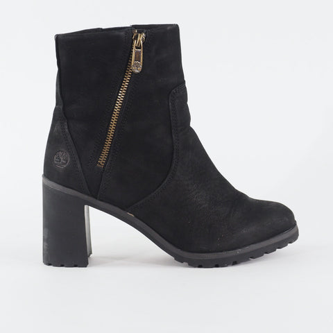 Womens Timberland Allington A22BA Black Leather Side Zip Up Casual Ankle Boots
