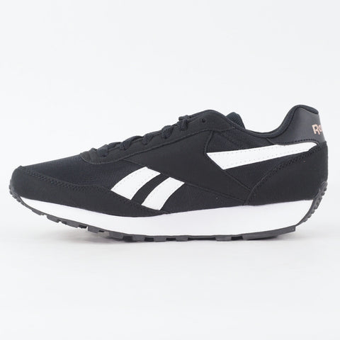Womens Reebok Rewind Run FX2957 Black White Fabric Lace Up Casual Trainers