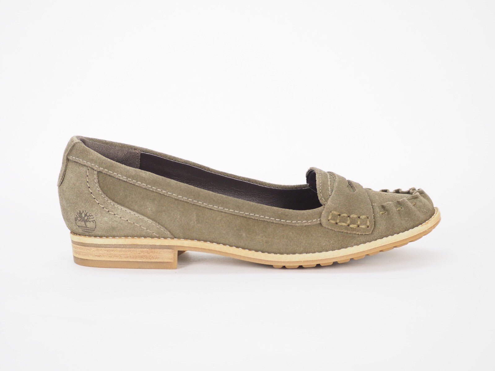 Womens Timberland Thayer Penny Loafer 3651R Olive Leather Slip On Shoes