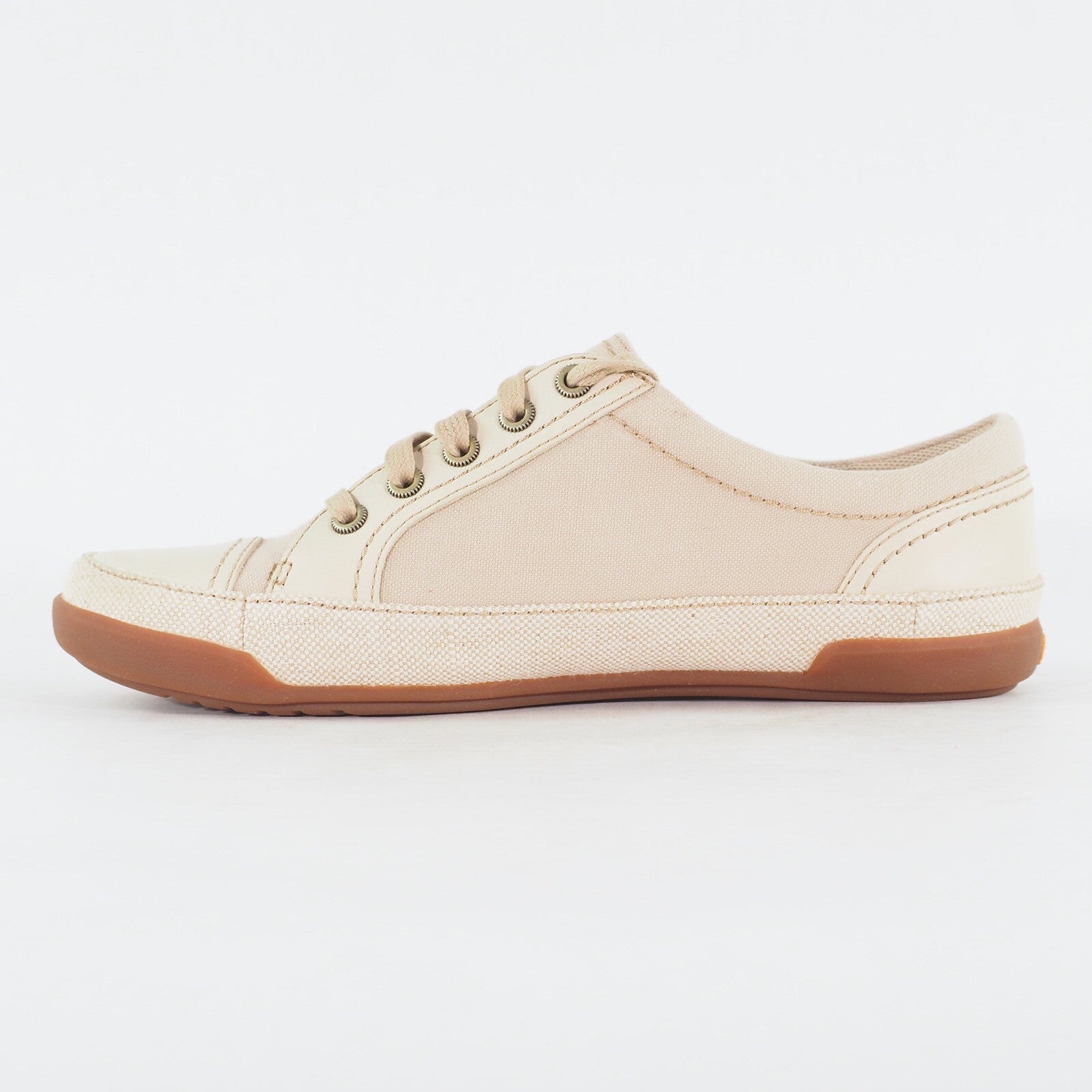 Womens Timberland EK Northport 3963R Light Beige Canvas Lace Up Low Casual Shoes