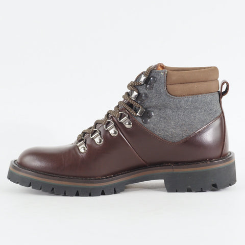 Mens Hackett London Fox Group Hiking HMS20745 Dark Brown Leather Casual Boots
