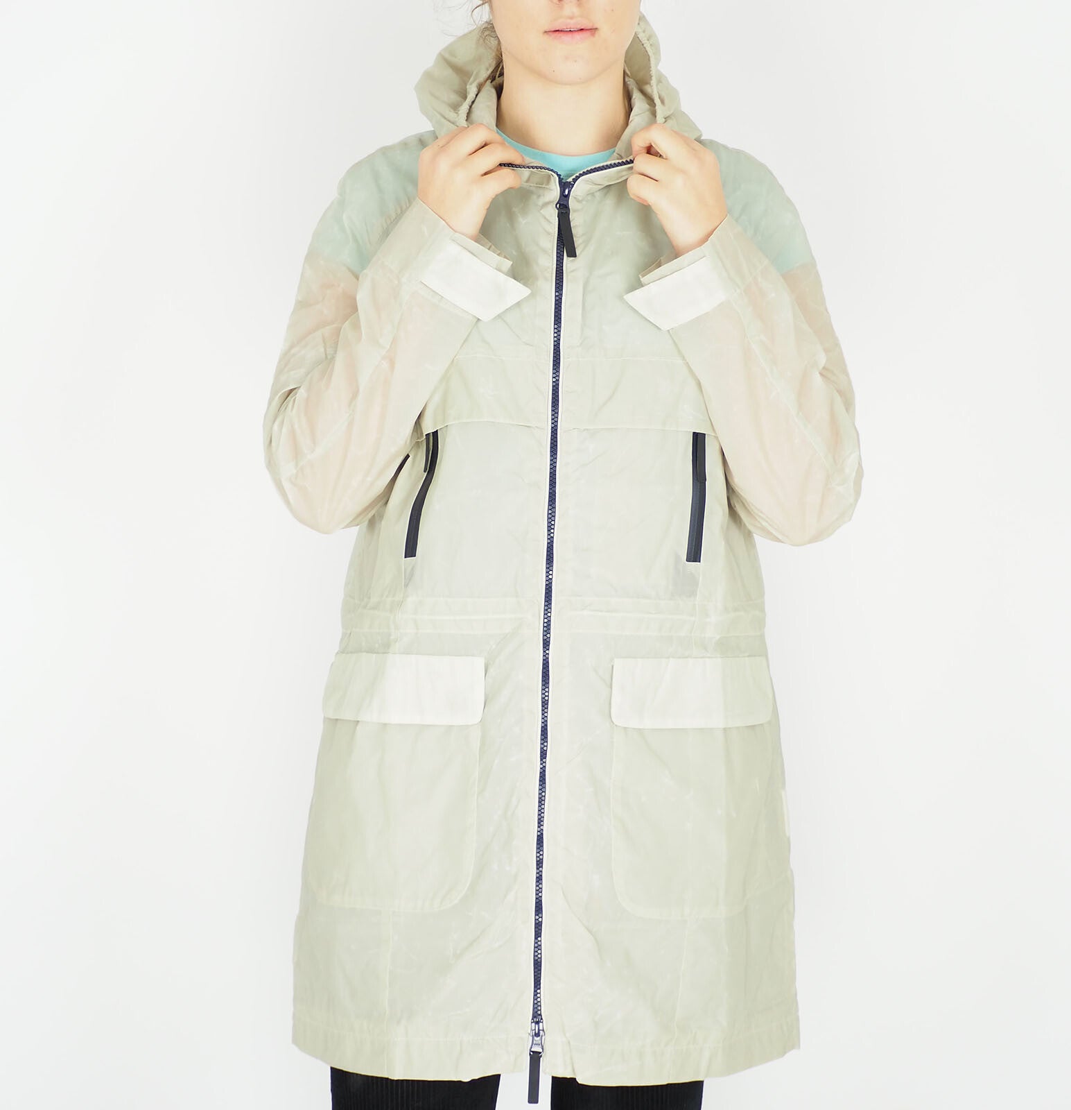 Womens Jack Wolfskin Tecnic 1305541 Dusty Grey Zip Up Windproof Hooded Parka