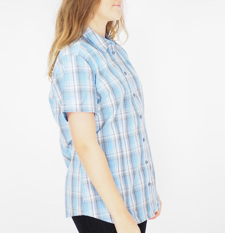 Womens Jack Wolfskin Tencel 1401941 Air Blue Checks Casual Basic Summer Shirt