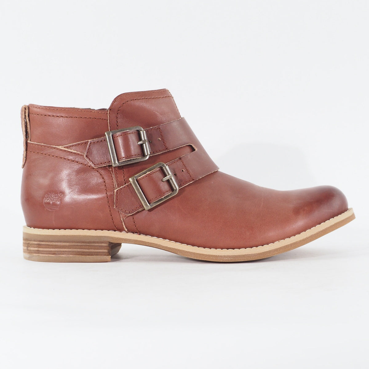 Womens Timberland EK Savin Hill Double Buckle 8412B Brown Leather Zip Up Boots