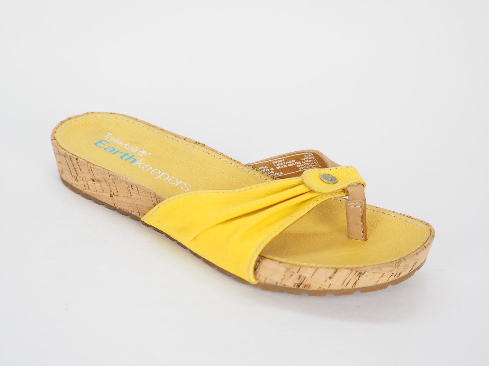 Womens Timberland Estela 24691 Yellow / Brown Leather Summer Thong Flip Flops