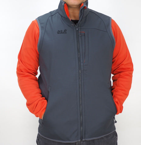 Mens Jack Wolfskin Roller Coater 1303731 Ebony 3 In 1 Windproof Vest Warm Jacket