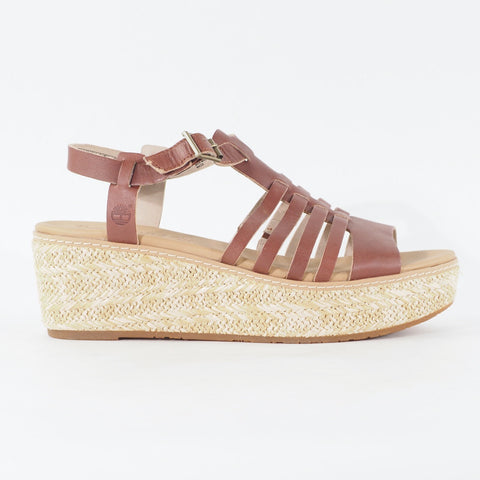 Womens Timberland EK Rdgval Fisherman 8000B Brown Leather Casual Wedge Sandals