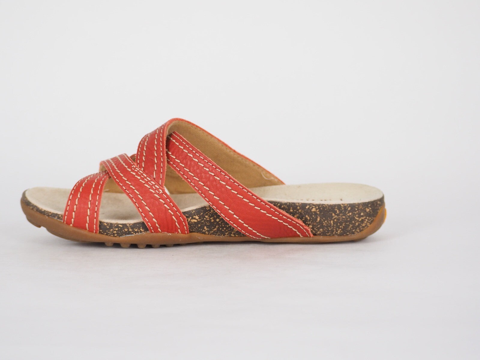 Womens Timberland Earthkeepers 3860R Red Leather Sliders Casual Summer Slippers