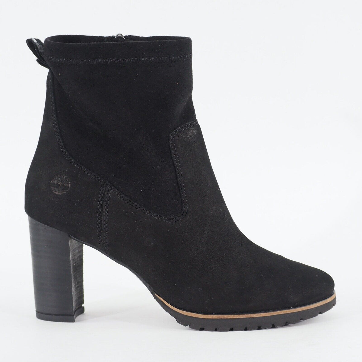 Womens Timberland Leslie Anne A23H5 Black Nubuck Side Zip Casual Heeled Boots