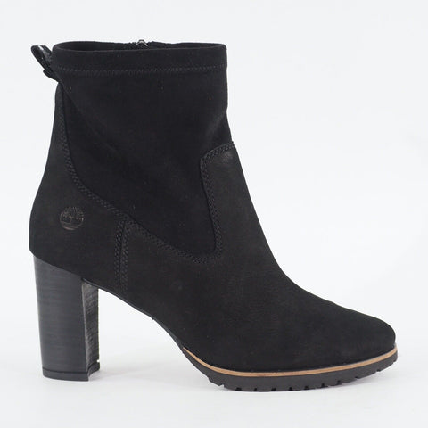Womens Timberland Leslie Anne A23H5 Black Nubuck Side Zip Casual Heeled Boots