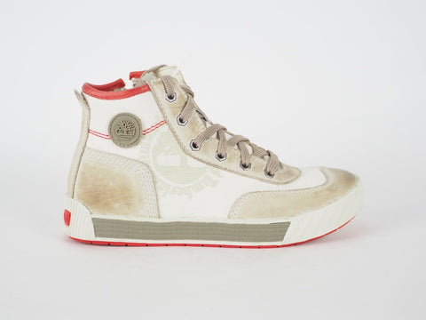 Boys Timberland EK 80726 Beige Leather Lace Up Casual Trainers Chukka Boots