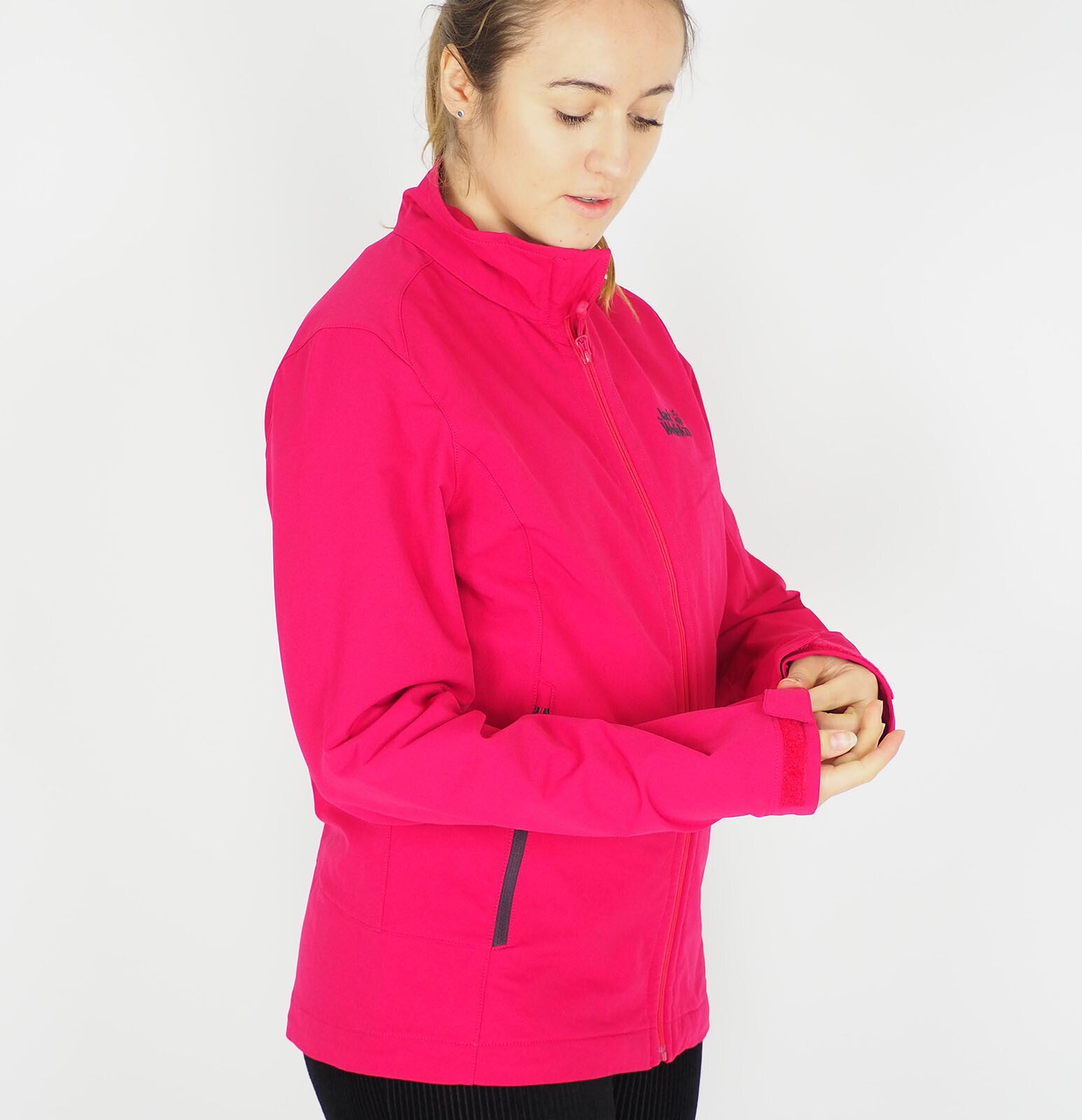 Womens Jack Wolfskin Easy Sonic 5002842 Zip Up Azalea Red Wind Resistant Jacket