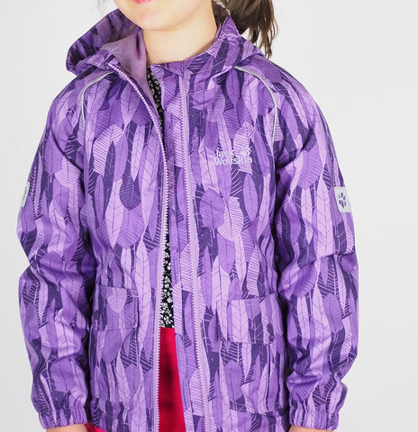 Girls Jack Wolfskin Conkers 1603602 Wisteria All Over Print Waterproof Jacket
