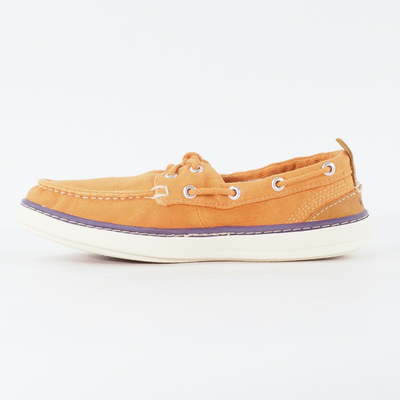 Womens Timberland Hookset 2 Eye 8441B Light Orange Canvas Lace Casual Boat Shoes