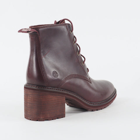 Womens Timberland Sienna High A23M6 Burgundy Leather Lace Up Walking Ankle Boots