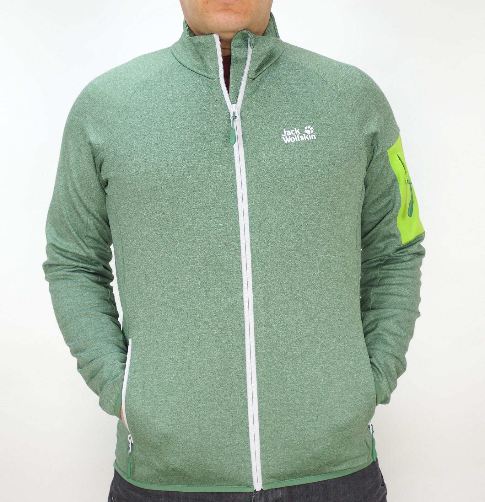 Mens Jack Wolfskin Milford Breathable Zip Up Sage Sports Jacket