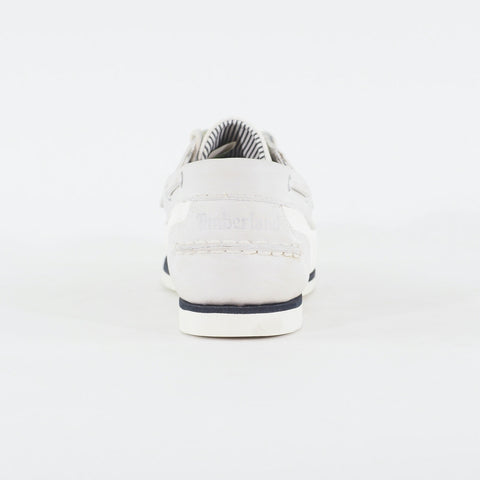 Womens Timberland Amherst 24674 Bright White Leather Lace Up Casual Boat Shoes