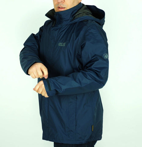 Mens Jack Wolfskin Texapore 5006511 Night Blue Zip Up Windproof Hooded Jacket