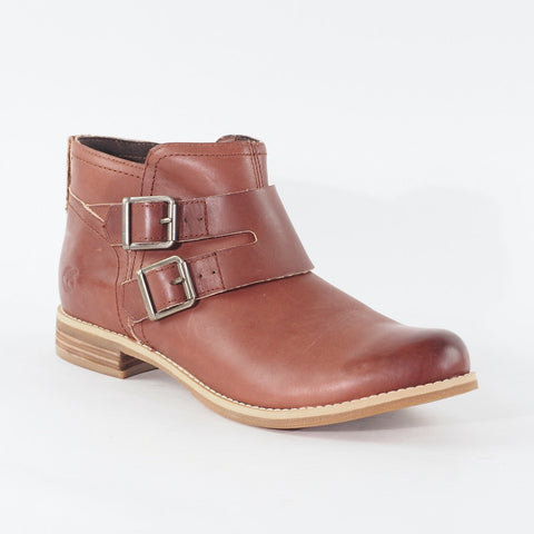 Womens Timberland EK Savin Hill Double Buckle 8412B Brown Leather Zip Up Boots