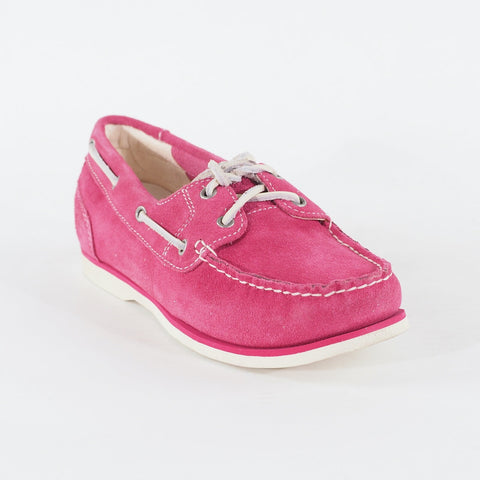 Womens Timberland Classic Unlined A14EI Magenta Leather Lace Casual Boat Shoes
