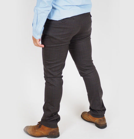 Mens The Original Ben Sherman MB5111R Dark Chocolate Checked Skinny Leg Trousers