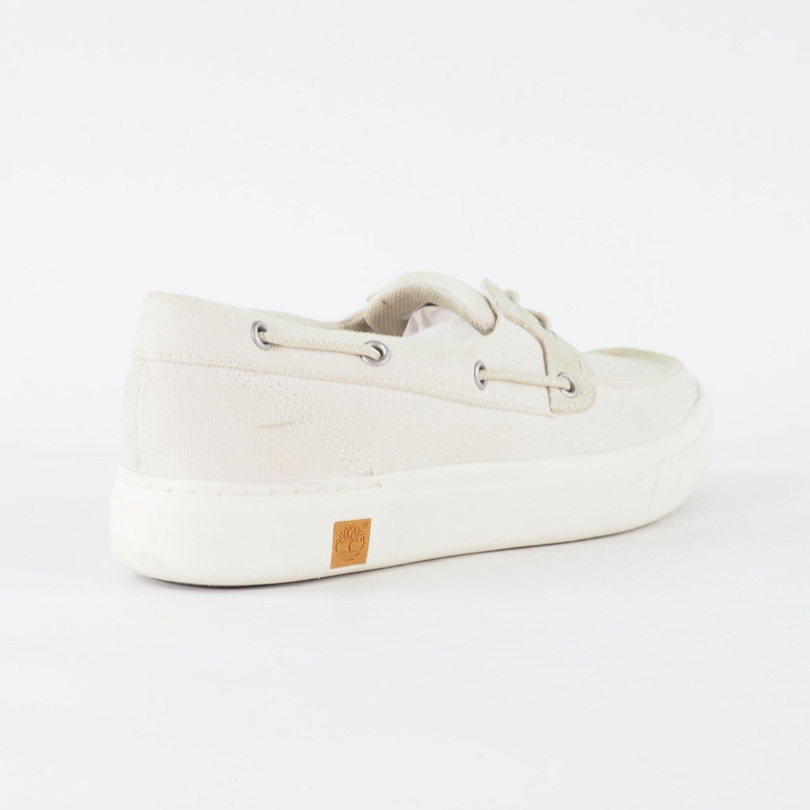 Womens Timberland 2 Eye A1A18 Off White Canvas Lace Up Casual Boat Light Shoes