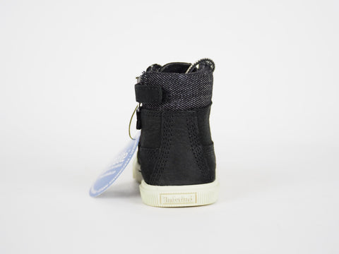 Boys Girls Timberland EK 2.0 6 Inch 1686A Black Leather Laced Zip Up Boots