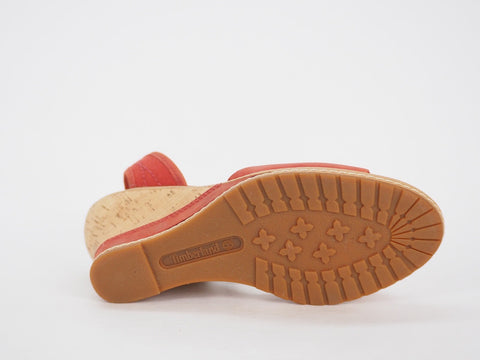 Womens Timberland Maeslin 8042R Red Leather Ankle Strap Platform Sandals UK 5