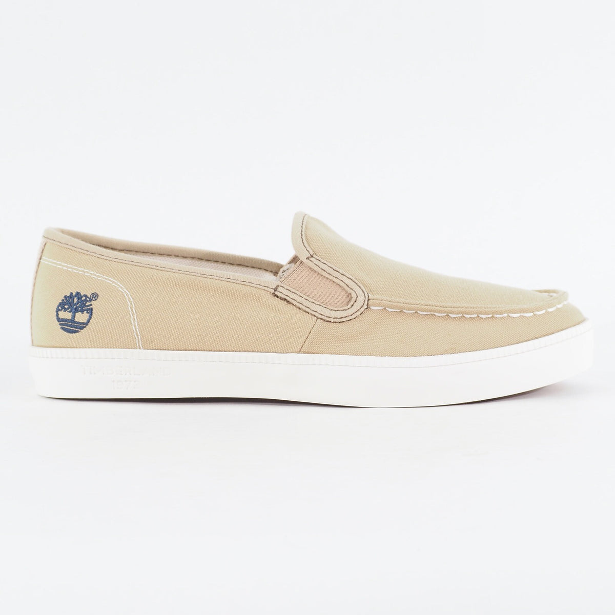Mens Timberland Newport Bay A1567 Beige Canvas Slip On Casual Shoes