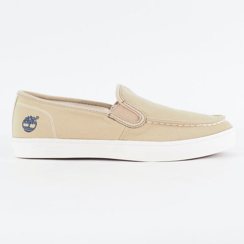 Mens Timberland Newport Bay A1567 Beige Canvas Slip On Casual Shoes