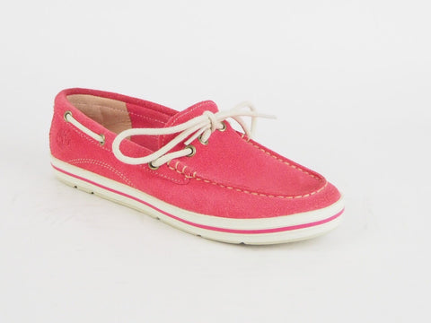 Womens Timberland Ek Casco Bay Boat 8850R Pink Leather Lace Ladies Boat Shoes
