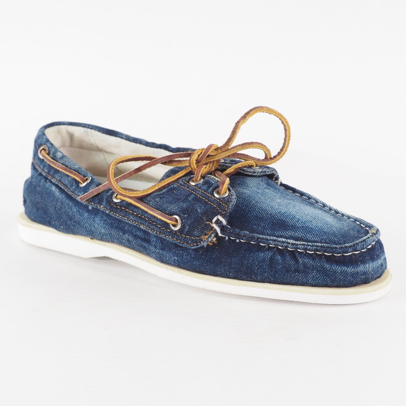 Mens Timberland Classic 2 Eyed 6750B Blue Denim Lace Up Casual Boat Shoes