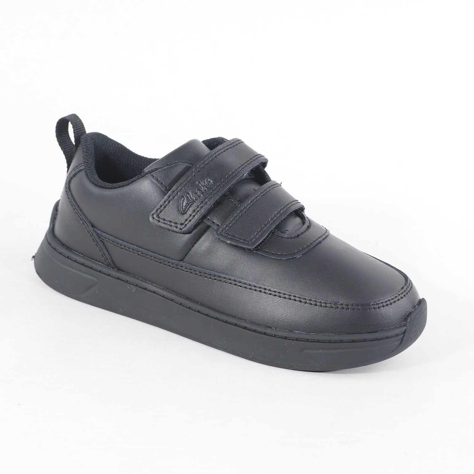 Boys Clarks Vibrant Glow Black Leather School Walking Strap Shoes H Fit