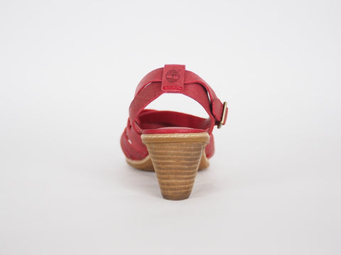 Womens Timberland EK 27690 Red Leather High Heel Summer Casual Strappy Sandals