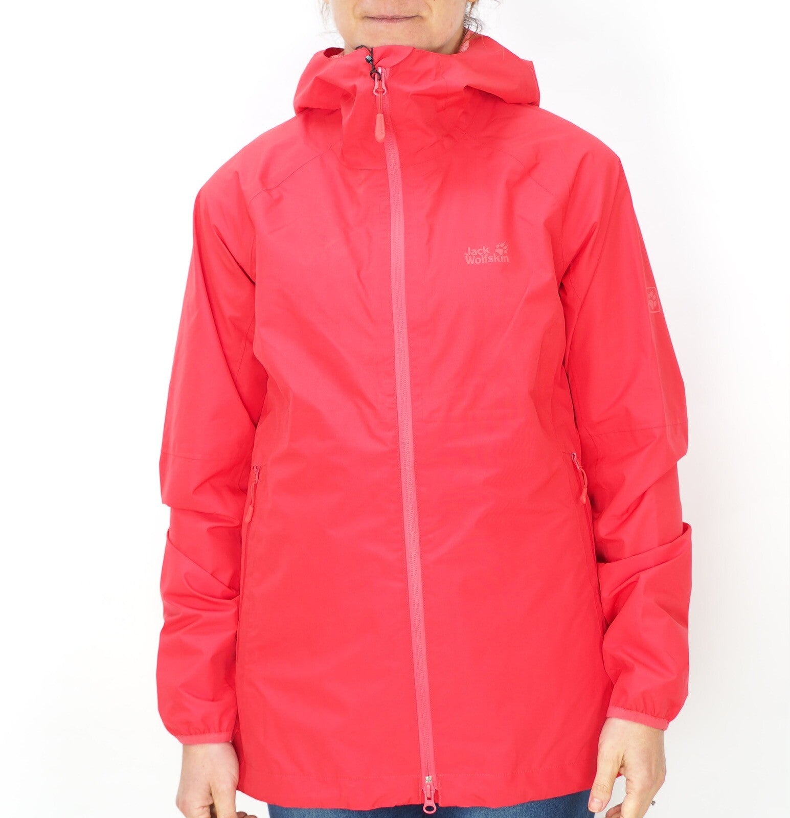 Womens Jack Wolfskin Barstow Trail 5016661 Tulip Red Zip Up Hooded Hiking Jacket
